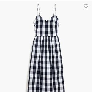 NWT J Crew Sz 00 Maxi dress in cotton poplin - Navy White Gingham